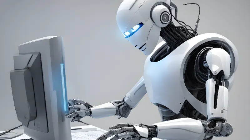 Robot writing computer program